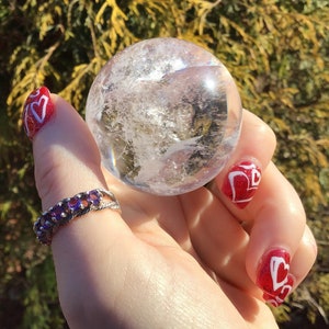 Ultra Clear Quartz Crystal Ball ~ 4 oz. ~ 1 1/2&quot; Wide Sphere ~ Sparkling Rainbow Inclusions ~ Home Decor Display ~ Fast Shipping from U.S.A.