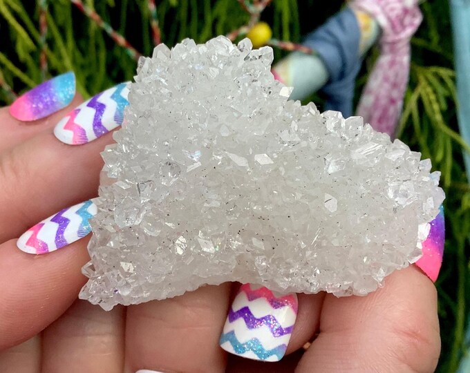 Ultra Clear Apophyllite Crystal Cluster ~ 2 oz. ~ 2" Long ~ Ultra Sparkly High Luster ~ Handheld Meditation Size ~ Fast & Free Shipping ~