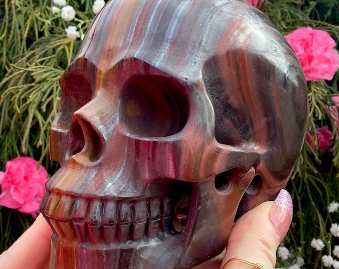 Tiger's Eye Skull Large 3 Lb. 2 oz. Crystal ~ 5" Long One-of-a-Kind Carving