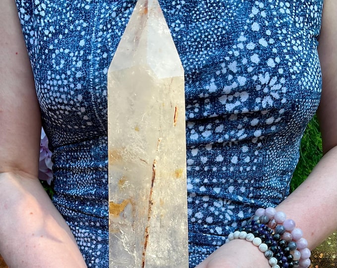 Ultra Clear Quartz Crystal Generator: 15" Tall, 9 lb