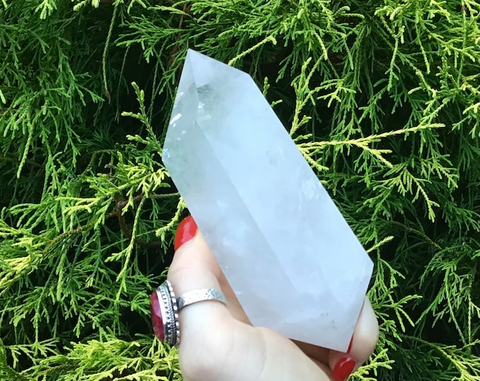 Double Terminated Clear Quartz Crystal ~ Large 1 Lb. Wand ~ 5" Long ~ Sparkling Rainbow Inclusions ~ Big Perfect Points ~ Reiki, Meditation