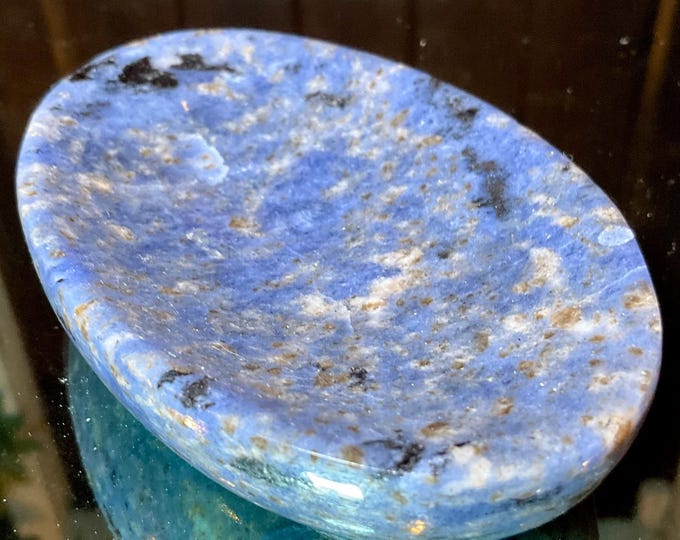 Blue Sodalite 6 oz. Crystal Bowl ~ 4" Long ~ Beautiful Blue, White & Black Polished Mineral Specimen ~ Fast and Free Shipping