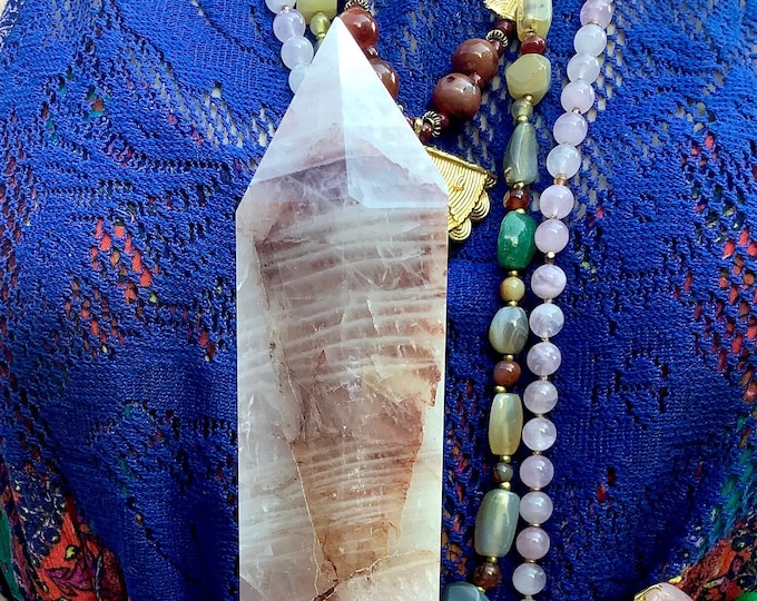 Red Phantom Quartz Crystal Generator ~ Large 1 Lb. 15 oz ~ 10" Tall ~ Kundalini Quartz, Root Chakra Crystal ~ Fast & Free Shipping, U.S.A. ~