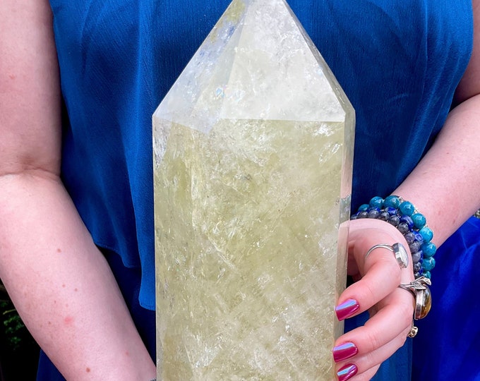 Citrine Crystal Generator ~ Large 17 Lb. Tower ~ 16" Tall ~ Sparkling Phantom Prisms ~ Big Self Standing Pillar ~ Fast & Free Shipping
