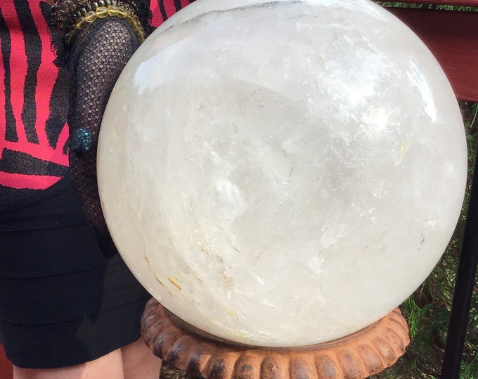 Massive 46 lb. Clear Quartz Crystal Ball ~ 10" Wide ~ Natural Healing Home Decor ~ Sanctuary, Sacred Space Display ~ Fast & Free Shipping ~