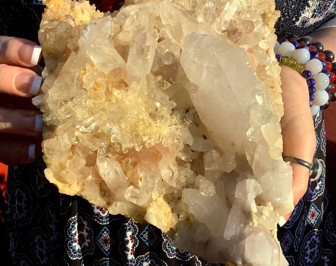Clear Quartz Golden Healer Crystal Cluster ~ Large 5 Lb. 8 oz. ~ 9" Long ~ Display, Natural Home Decor, Centerpiece ~ Fast & Free Shipping
