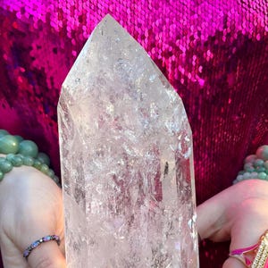 Brazilian Quartz Crystal Generator: Rainbow Inclusions, Metaphysical Decor (2 lb, 6&quot; Tall)