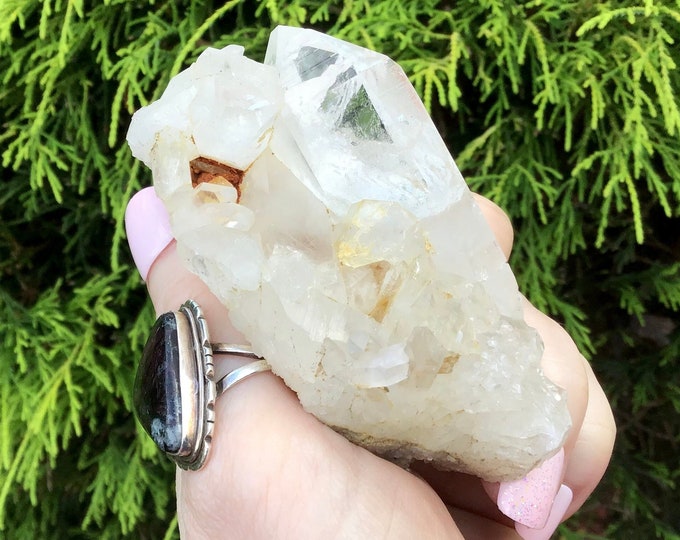 Crystal Quartz Large 5.4 oz. Cluster ~ 4" Long ~ Big Sparkling Clear Points ~ Reiki, Meditation, Feng Shui, Display ~ Free & Fast Shipping