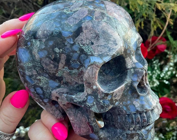 Blue Opal Que Sera Crystal Skull ~ Large 2 Lb 12 oz ~ 5" Long ~ One-of-a-Kind Blue Gray Color ~ Hand Carved Sculpture ~ Fast & Free Shipping