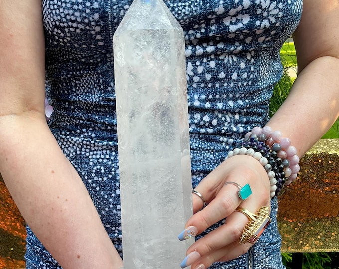 Clear Quartz Crystal Generator ~ Large 6 Lb. 8 oz. ~ 17" Tall ~ Stunning Natural Home Decor ~ Fast & Free Shipping, USA + Global Shipping ~
