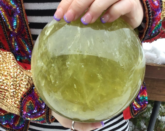 Large Citrine Crystal Ball: 6" Polished Smokey Quartz Sphere