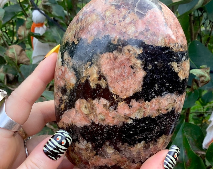 Rhodonite Free Form Self Standing Crystal Pillar ~ Large 2 Lb. ~ 5" Tall ~ Black, White and Pink Colors ~ Fast & Free Shipping U.S.A. ~