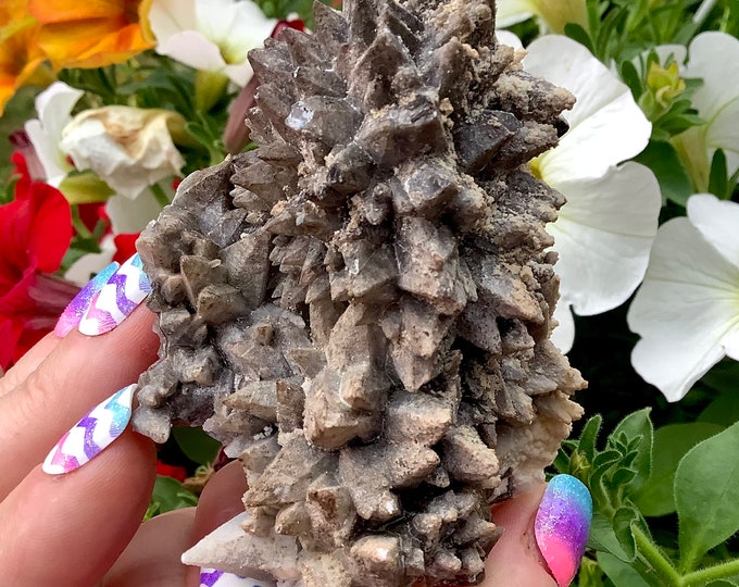 Cave Calcite Crystal Cluster ~ Large 7 oz. ~ 3" Long ~ Natural Display Mineral on Matrix ~ Sparkling Points ~ Fast & Free Shipping, USA ~
