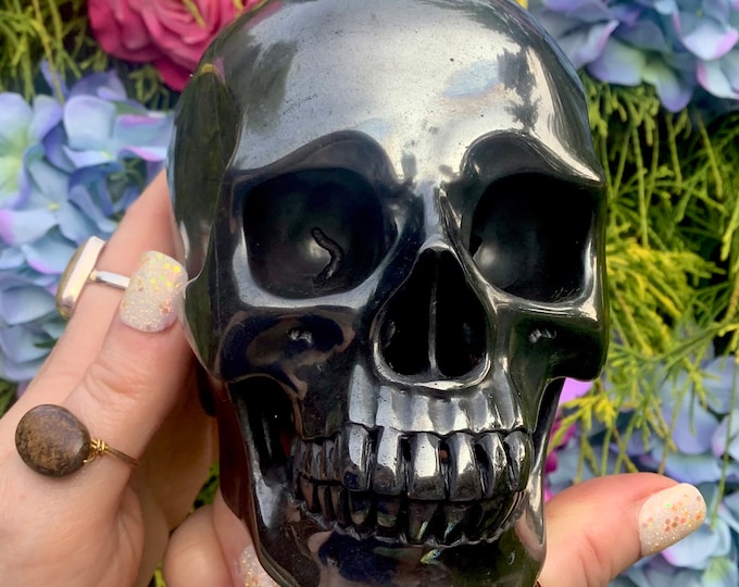 Hematite Crystal Skull ~ Large 5 Lb. 14 oz. ~ 5" Long ~ One of-a Kind Expertly Hand Carved ~ High Luster ~ Fast & Free Shipping, U.S.A. ~