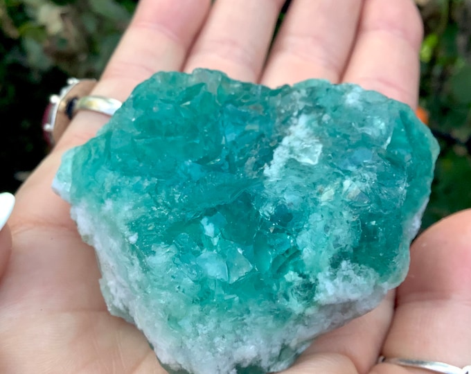 Blue Fluorite Crystal Cluster ~ 5.4 oz. ~ 2 1/2" Long ~ Rare Deep Ocean Blue Color ~ Fast & Free Shipping from U.S.A. + Global Shipping ~