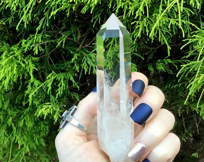 High Altitude Himalayan Clear Quartz Crystal Wand ~ Large 4 oz. ~ 5" Long ~ Museum Quality ~ Big Water Clear Point ~ Sparkling Inclusions