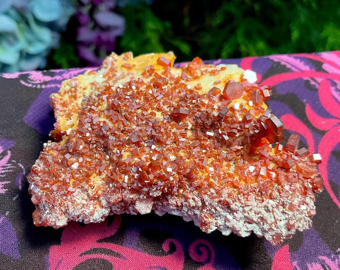 Vanadinite on Barite Cluster ~ 3 oz. ~ 2 1/2" Long ~ Ultra Sparkling Red Crystals ~ Fast & Free Shipping, USA + Global Shipping ~ Gift Wrap!