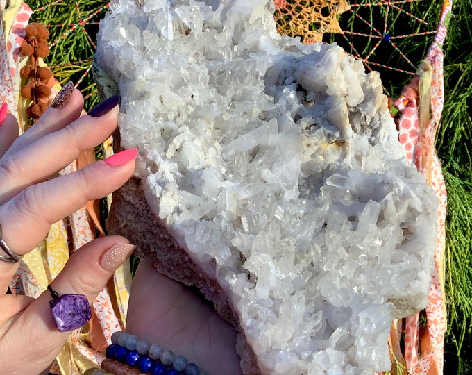 Clear Quartz Crystal Cluster ~ Large 4 Lb. 11 oz. ~ 10" Long ~ Ultra Sparkling Points ~ Natural Home Decor ~ Fast & Free Shipping from U.S.A