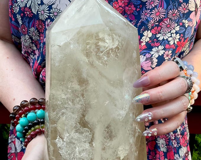 Citrine Crystal Generator ~ Large 9 Lb. ~ 10" Tall ~ Sparkling Clear ~ Metaphysical Home Decor, Reiki, Altar Display, ~ Fast & Free Shipping