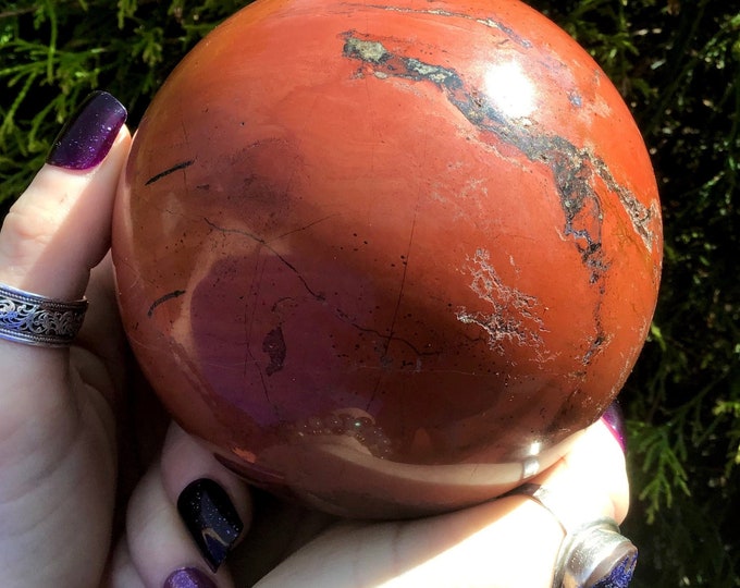 Red Jasper Crystal Ball ~ Large 3 Lb. 3 oz. ~ 4" Wide ~ Crystal Sphere ~ Root Chakra Healing, Kundalini, Home Decor ~ Fast & Free Shipping