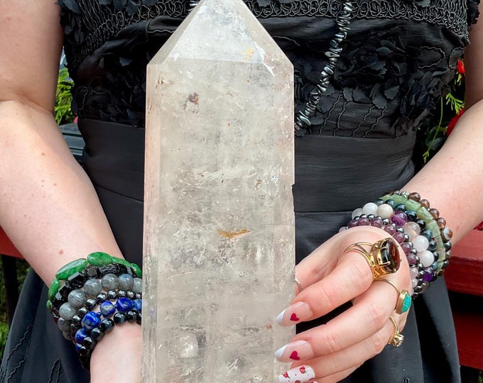 Clear Quartz Crystal Generator ~ Large 5 lb. 11 oz. ~ 11" Tall ~ Stunning Natural Home Decor, Altar, Reiki, Feng Shui, Fast & Free Shipping