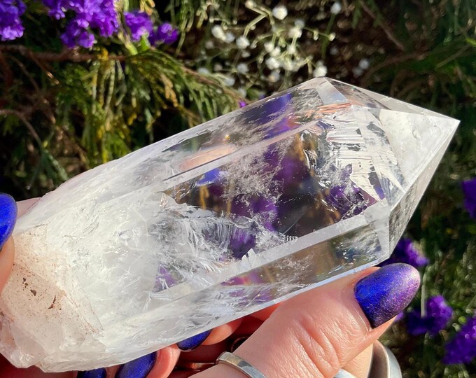 Ultra Clear Quartz Crystal Wand ~ Large 11 oz. ~ 4" Long ~ High Altitude Himalayan Point ~ Museum Quality ~ Sparkling Rainbow Inclusions ~