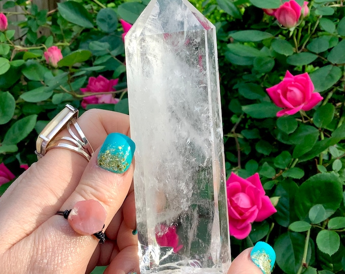 High Altitude Himalayan Clear Quartz Crystal Point ~ Large 7 oz. ~ 5" Long ~ Museum Quality Wand ~ Sparkling Inclusions ~ Fast Shipping, USA