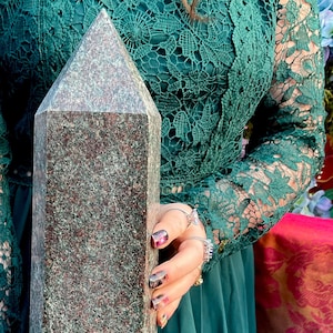 Red & Green Garnet Black Tourmaline Crystal Generator ~ Large 19 Lb. 8 oz. ~ 16&quot; Tall Tower Sparkling Mica ~ Museum Quality Fast Shipping