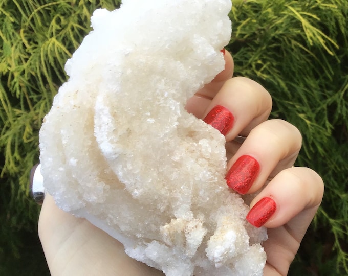 White Cave Calcite Cluster ~ 10.9 oz. ~ 3 1/2" Long ~ Ultra Sparkly Wavy Mineral Formation ~ Fast and Free Shipping, USA + Global Shipping