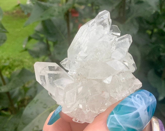 Ultra Clear Apophyllite Crystal Cluster ~ 1 oz. ~ 2" Long ~ Handheld Meditation Size ~ Sparkling Altar, Reiki Display ~ Fast & Free Shipping