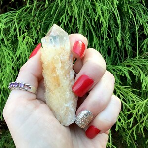 Elestial Quartz Crystal Cluster Large 1.9 oz. Wand ~ 3&quot; Long ~ Natural Tibetan Golden Healer ~ Sparkling Golden Crystal Cascading Points