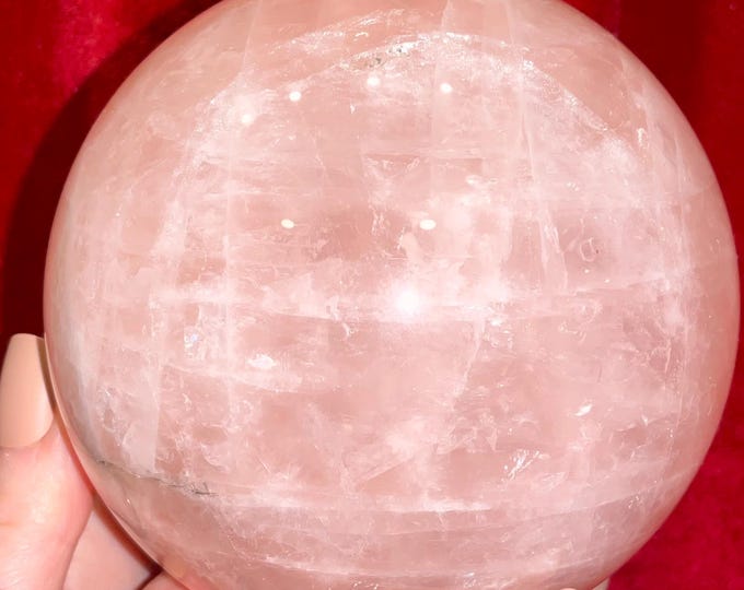 Rose Quartz Large 4 Lb. 3 oz. Crystal Ball: 4" Wide ~ Polished Pink Sphere, Reiki Altar Decor