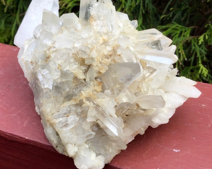 Clear Quartz Golden Healer Crystal Cluster ~ Large 15 oz ~ 5" Long ~ Sparkling Points ~ Mined in the USA ~ Fast & Free Shipping, TARIFF FREE