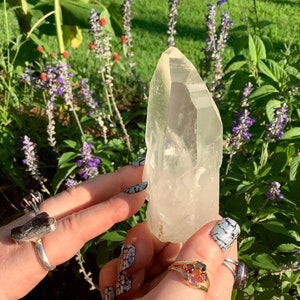 Frosted Lemurian Quartz Crystal Point ~ 8 oz. ~ 4&quot; Long ~ Sparkling Rainbow Inclusions ~ Silver Flashes ~ Fast & Free Shipping ~