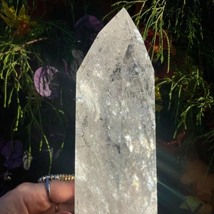 Brazilian Quartz Crystal Generator: Rainbow Inclusions, Metaphysical Decor