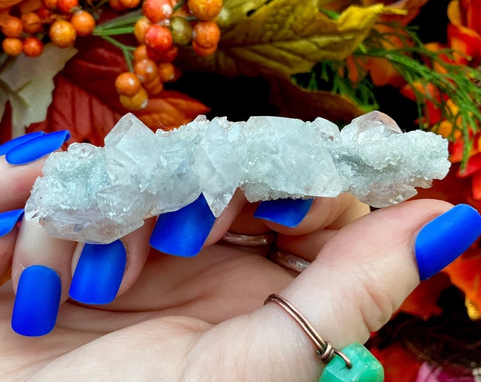 Clear Apophyllite Crystal Cluster ~ 8 oz ~ 3" Long ~ Sparkly High Luster ~ Handheld Meditation Size ~ Fast & Free Shipping, from U.S.A. ~