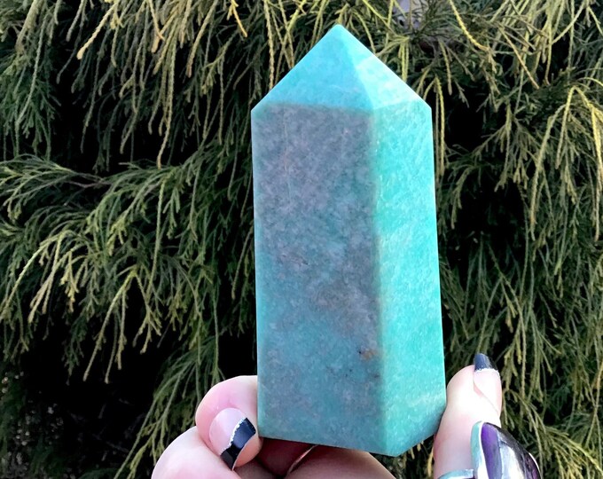 Amazonite Crystal Generator ~ Large 8 oz. ~ 4" Tall Natural Polished Tower ~ Beautiful Mineral Specimen ~ Free & Fast Shipping