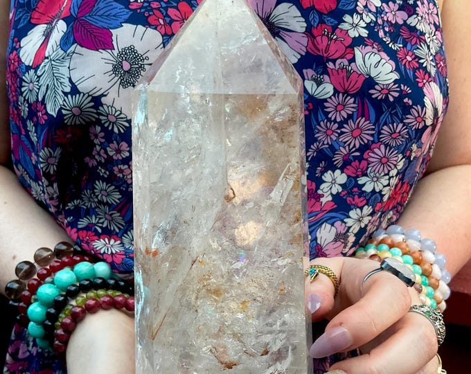 Clear Quartz Crystal Generator ~ 4 Lb. 6 oz. ~ 9" Tall ~ Displays Beautifully ~ Ultra Sparkling Rainbow Inclusions ~ Fast & Free Shipping ~