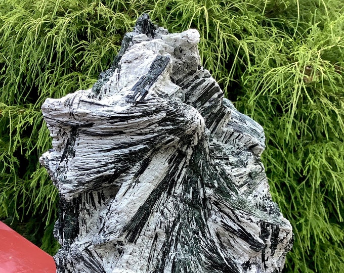 Green Actinolite Crystal Cluster ~ Large 43 lb. ~ 15" Tall ~ Natural Unpolished Raw Stone ~ Self Standing Altar Display ~ Fast Shipping