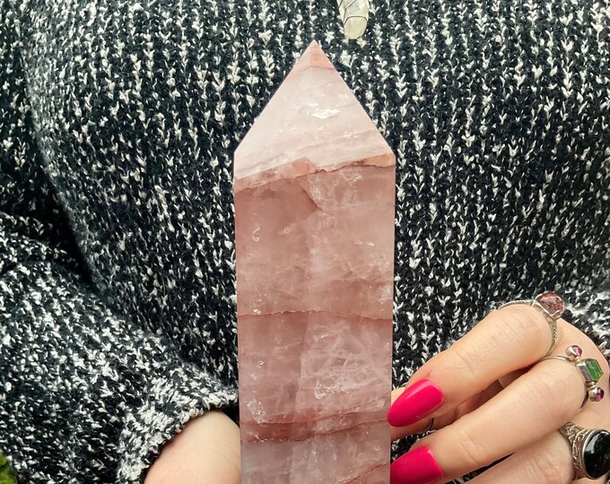 Red Phantom Quartz Crystal Generator ~ 2 Lb. 8 oz ~ 8" Tall Tower ~ Colorful Red & White Colors ~ Stunning Inclusions ~ Fast Shipping