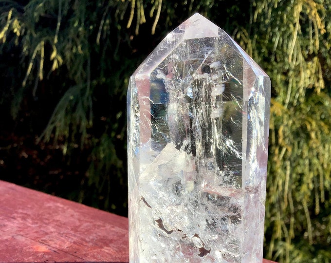 Clear Quartz Crystal Generator ~ 6 oz. ~ 3" Tall ~ Rainbow Inclusions Incredible Transparency Beautiful Display ~ Fast & Free Shipping