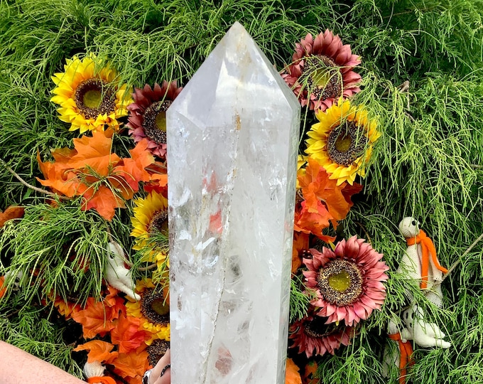 Clear Quartz Crystal Generator ~ Large 24 Lb ~ 24" Tall ~ Sparkling Tower ~ Fast and Free Shipping