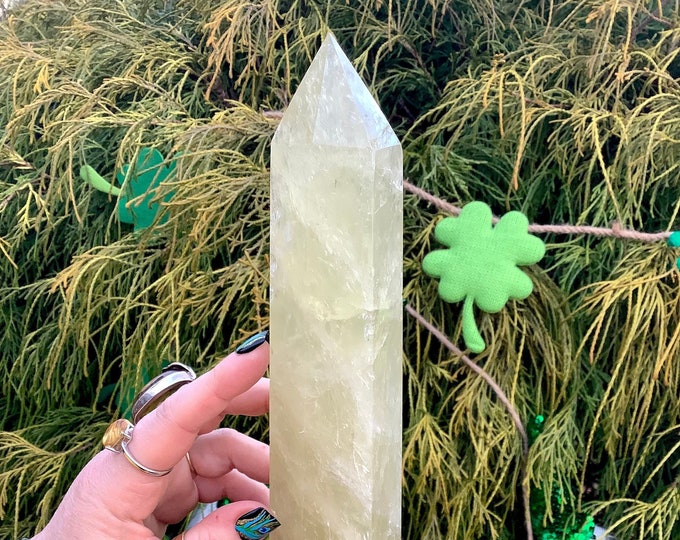 Citrine Crystal Generator ~ Large 1 Lb. 10 oz. ~ 9" Long ~ Sunshine Yellow ~ Gem Cut Polished Point  ~ Sparkling Inclusions