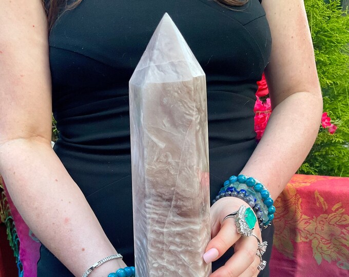 Lavender Fluorite Crystal Generator ~ Large 8 lb. 9 oz. ~ 14" Tall ~ Pastel Purple & White Colors ~ Fast and Free Shipping, U.S.A. ~