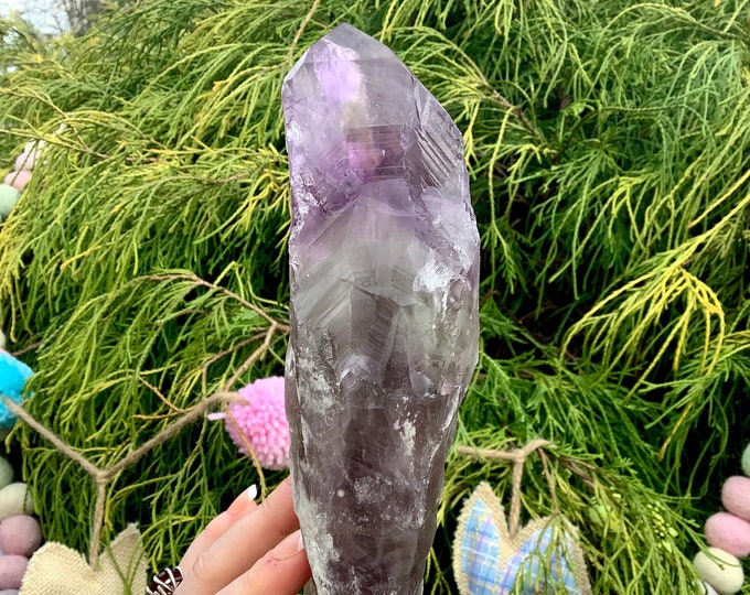 Amethyst Crystal Wand ~ Large 1 Lb. ~ 11" Long ~ Naturally Sparkling Violet Purple Colors ~ Citrine Inclusions ~ Rare Ametrine Quartz