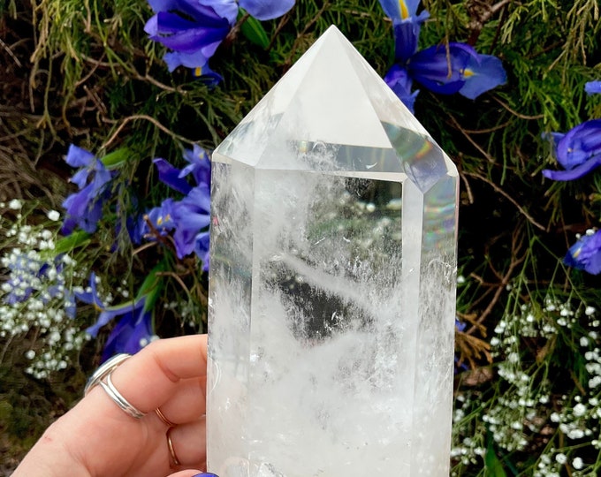 Clear Quartz Crystal Point ~ Large 2 Lb. 6 oz. ~ 6 1/2" Long ~ Himalayan Healing Quartz ~ Natural Ancient Striations ~ Fast & Free Shipping