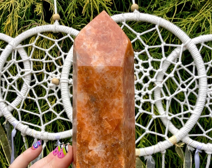 Orange Apatite Crystal Generator ~ 1 lb. 8 oz. ~ 7" Tall Tower ~ Sparkling Colors ~ Altar, Reiki Display ~ Fast & Free Shipping from U.S.A.