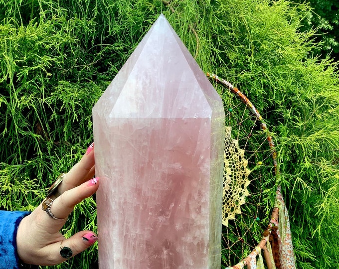 Rose Quartz Crystal Generator ~ Large 25 lb. 14 oz. ~ 18" Tall ~ Beautiful Pink Massive Pillar Tower ~ Museum Quality ~ Free & Fast Shipping