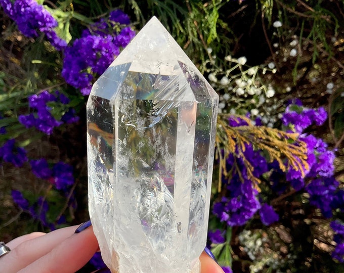 Ultra Clear Quartz Crystal Wand ~ Large 11 oz.  ~ 4" Long ~ High Altitude Himalayan Point ~ Museum Quality ~ Sparkling Rainbow Inclusions