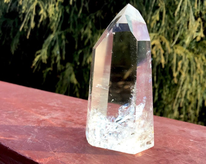 Clear Quartz Crystal Generator: Silver Flash Inclusions, 2.5" Tall